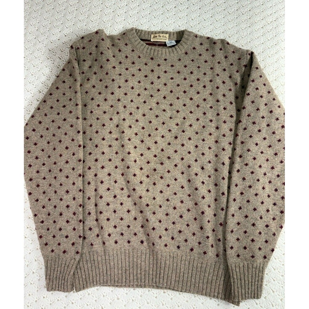 Vtg Carson Pirie Scott Men's Tan Wool Blend Knit Sweater Pullover Large Italy